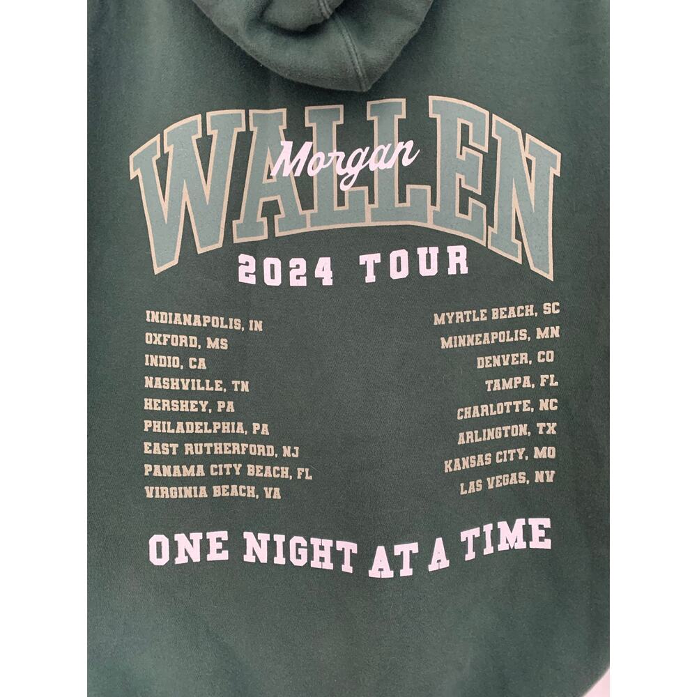 Morgan Wallen One Night at a Time Tour green hoodie sweatshirt XL - Picture 3 of 7